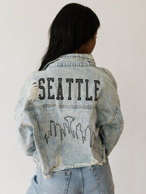 Seattle City Skyline Denim Jacket